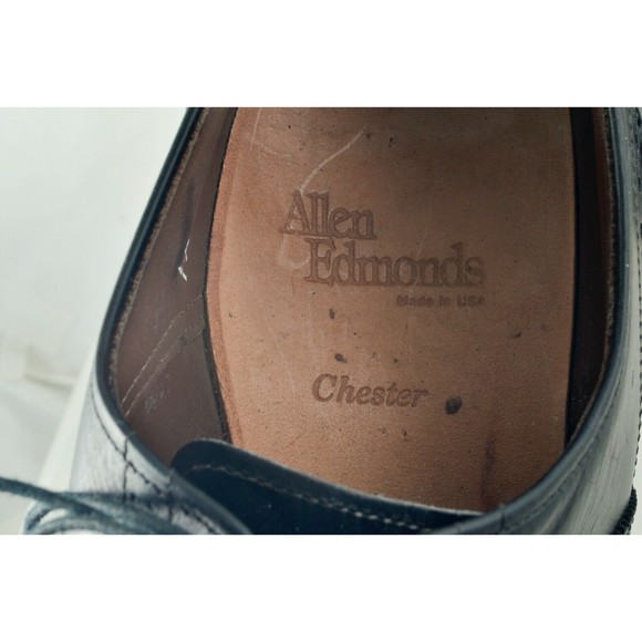 ALLEN EDMONDS CHESTER US 12 A BLACK LEATHER WINGTIP CLOSED VAMP - Picture 4 of 8